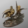 Sculpture – Groupe De Bécasses À La Grenouille , Léon Bureau (1866-1906) – Bronze 23