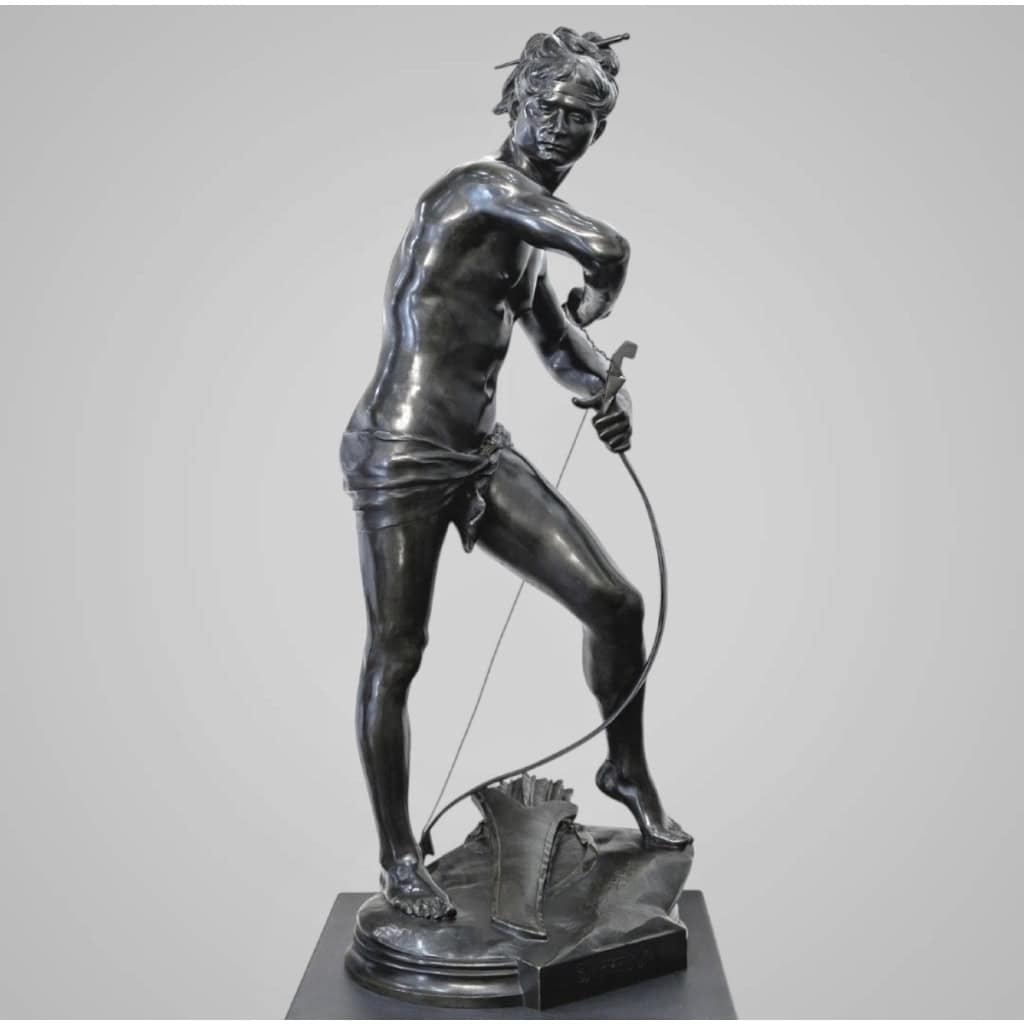 Sculpture – Sarpédon Bandant Son Arc , Henri Peinte (1845-1912) – Bronze 3