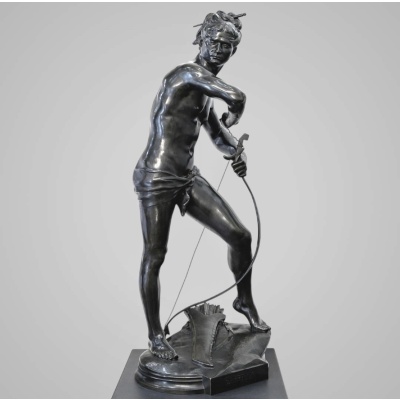 Sculpture – Sarpédon Bandant Son Arc , Henri Peinte (1845-1912) – Bronze