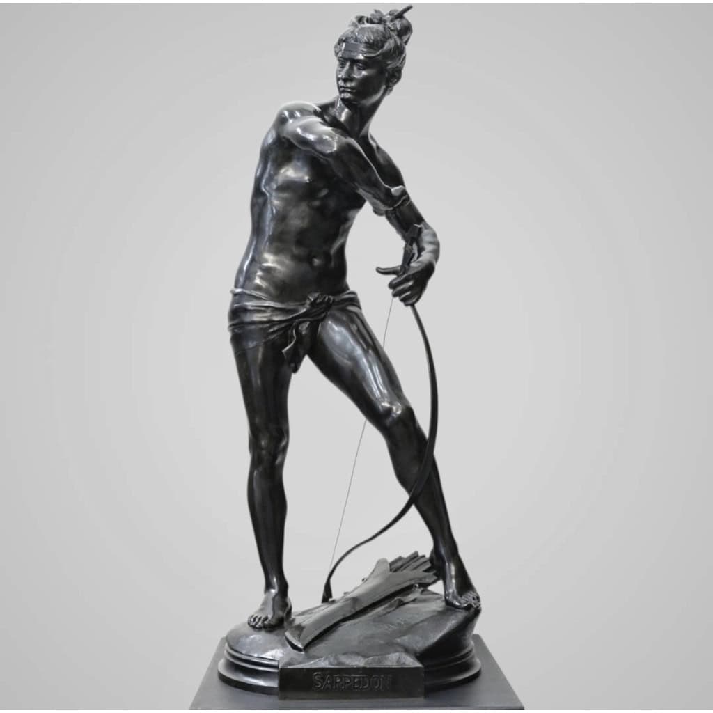 Sculpture – Sarpédon Bandant Son Arc , Henri Peinte (1845-1912) – Bronze 4