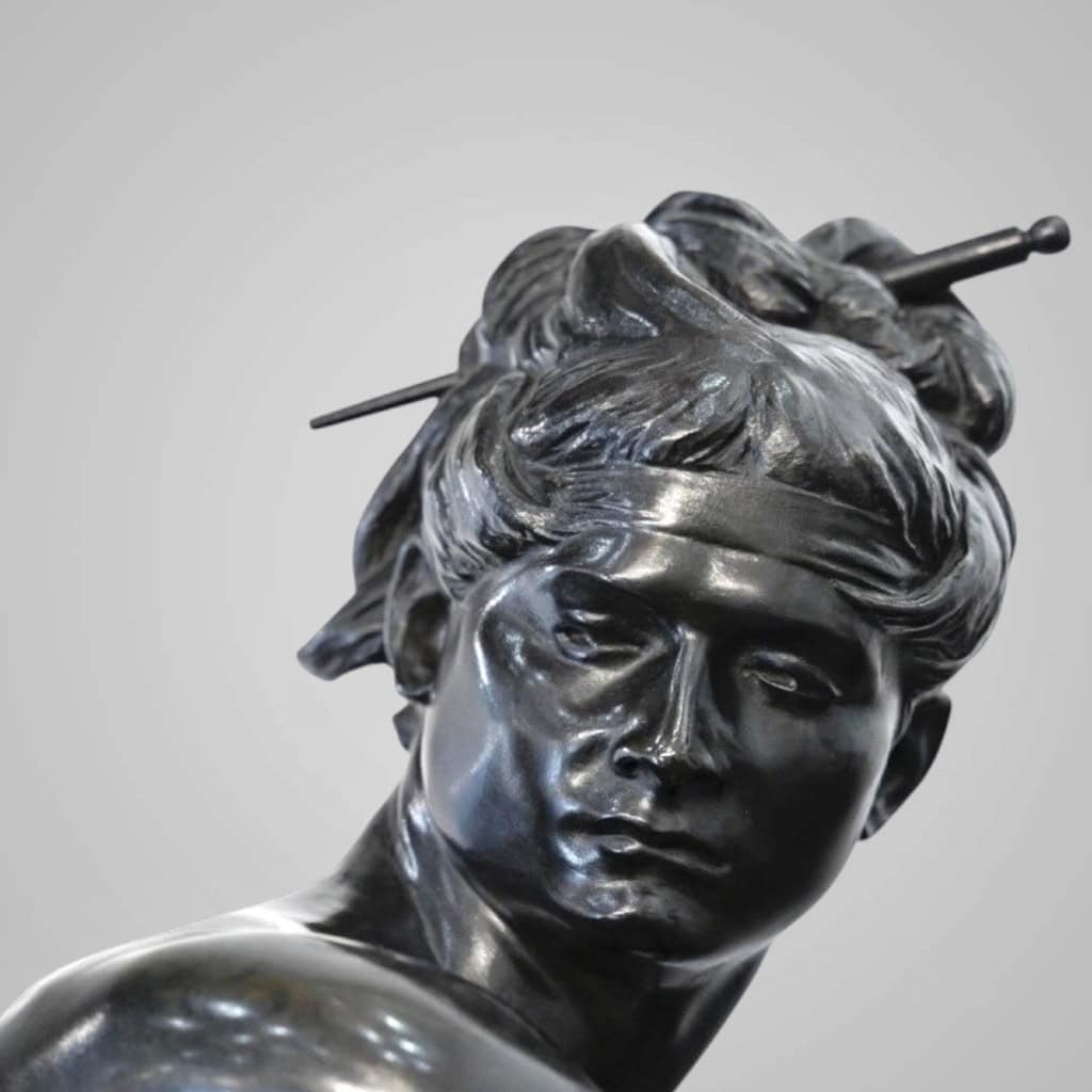 Sculpture – Sarpédon Bandant Son Arc , Henri Peinte (1845-1912) – Bronze 9