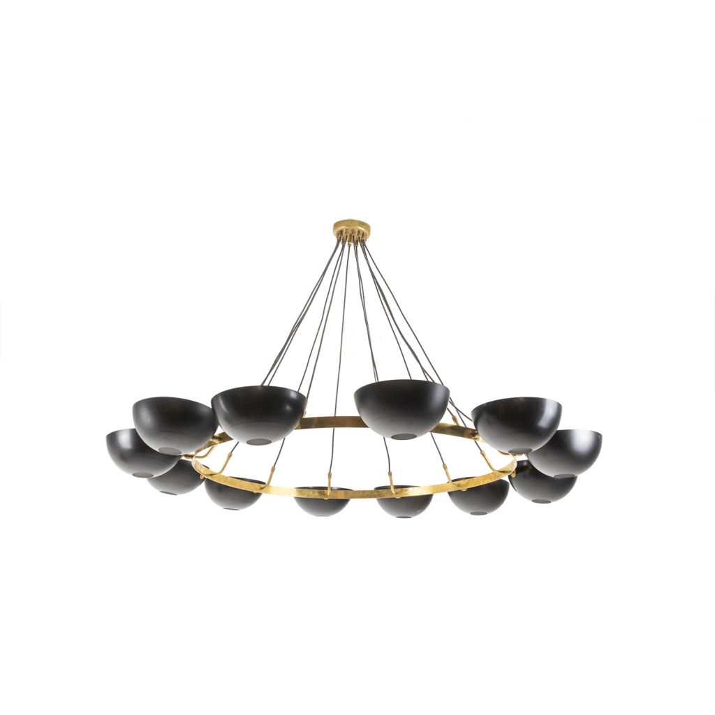 Lustre ou suspension à 10 lumières, laiton et laque noire, contemporain. LS64521208U 3