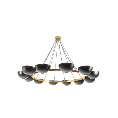 Lustre ou suspension à 10 lumières, laiton et laque noire, contemporain. LS64521208U