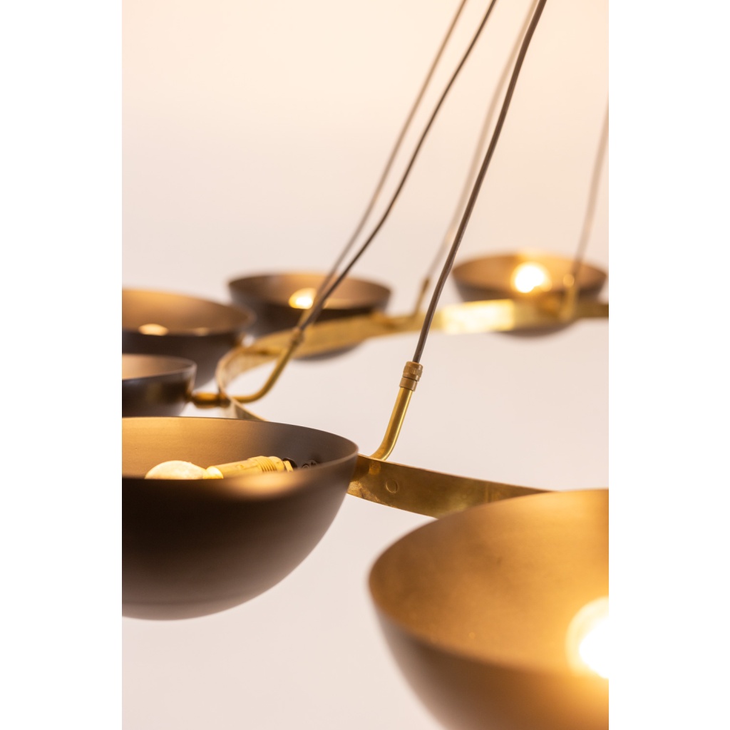 Lustre ou suspension à 10 lumières, laiton et laque noire, contemporain. LS64521208U 4