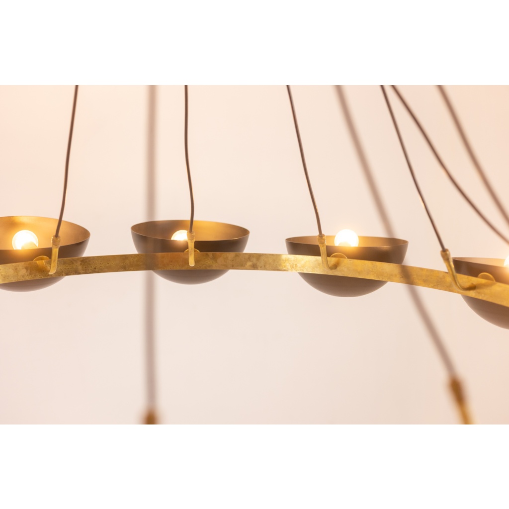 Lustre ou suspension à 10 lumières, laiton et laque noire, contemporain. LS64521208U 7