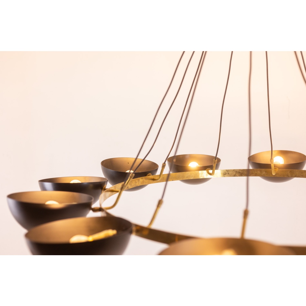 Lustre ou suspension à 10 lumières, laiton et laque noire, contemporain. LS64521208U 8