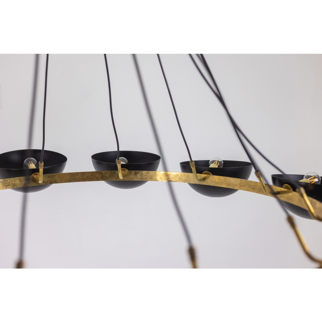 Lustre ou suspension à 10 lumières, laiton et laque noire, contemporain. LS64521208U 9