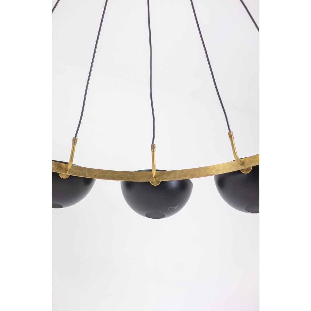 Lustre ou suspension à 10 lumières, laiton et laque noire, contemporain. LS64521208U 11
