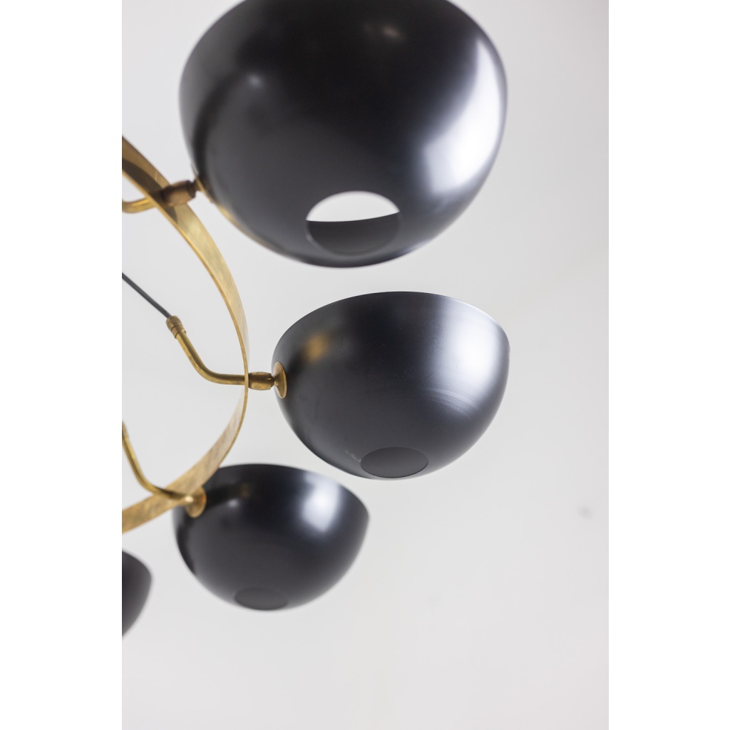 Lustre ou suspension à 10 lumières, laiton et laque noire, contemporain. LS64521208U 13