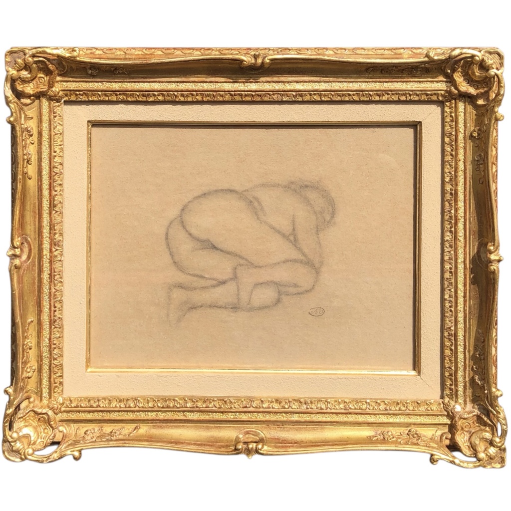 MAILLOL Aristide Nu allongé Fusain sur papier signé certificat d’authenticité 3