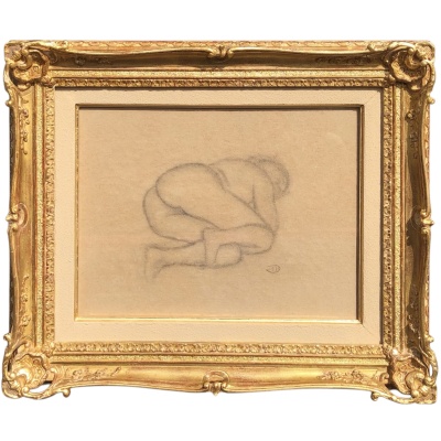MAILLOL Aristide Nu allongé Fusain sur papier signé certificat d’authenticité 3