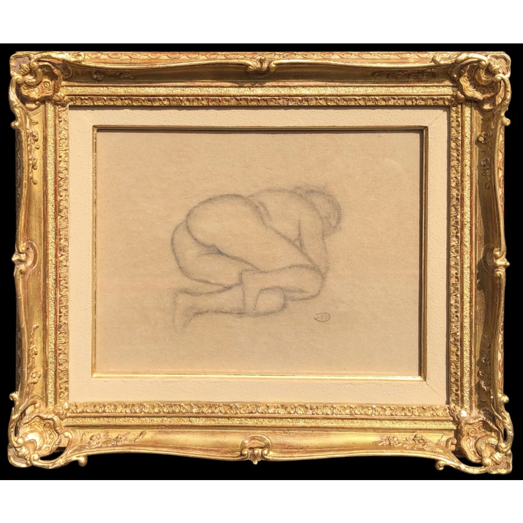 MAILLOL Aristide Nu allongé Fusain sur papier signé certificat d’authenticité 4
