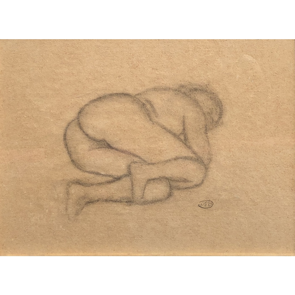 MAILLOL Aristide Nu allongé Fusain sur papier signé certificat d’authenticité 9