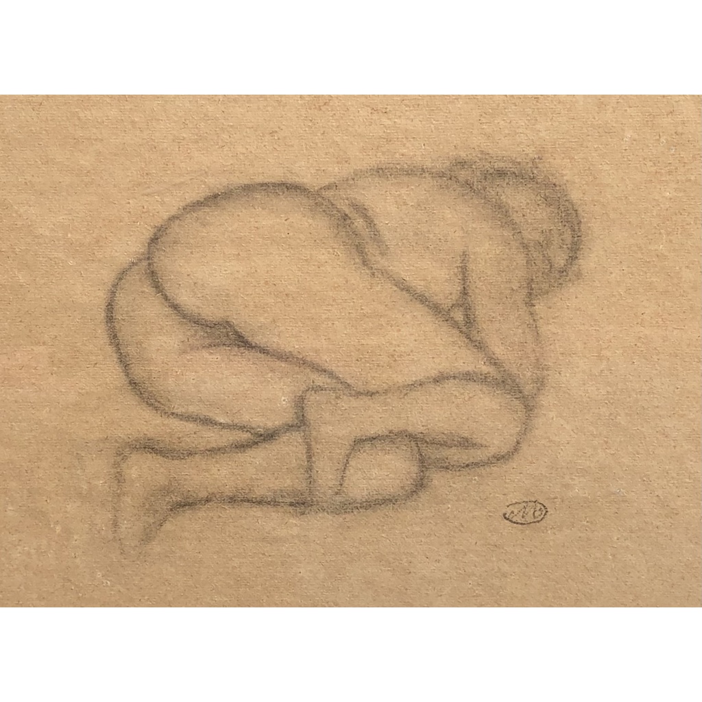 MAILLOL Aristide Nu allongé Fusain sur papier signé certificat d’authenticité 8