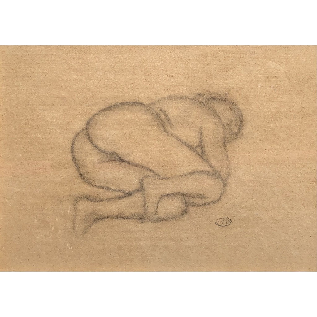 MAILLOL Aristide Nu allongé Fusain sur papier signé certificat d’authenticité 5