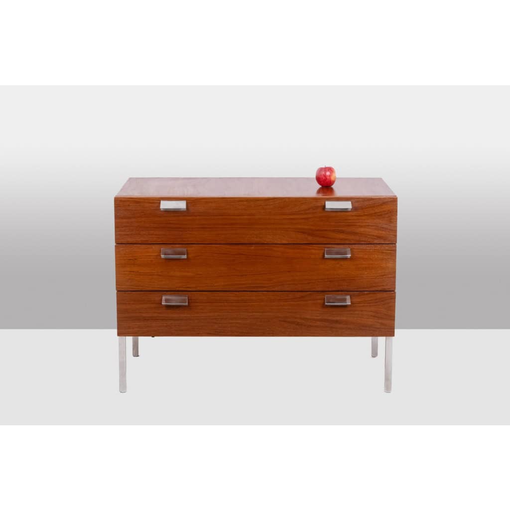 André Monpoix. Commode à 3 tiroirs en teck. Années 1960. LS6357708M 4