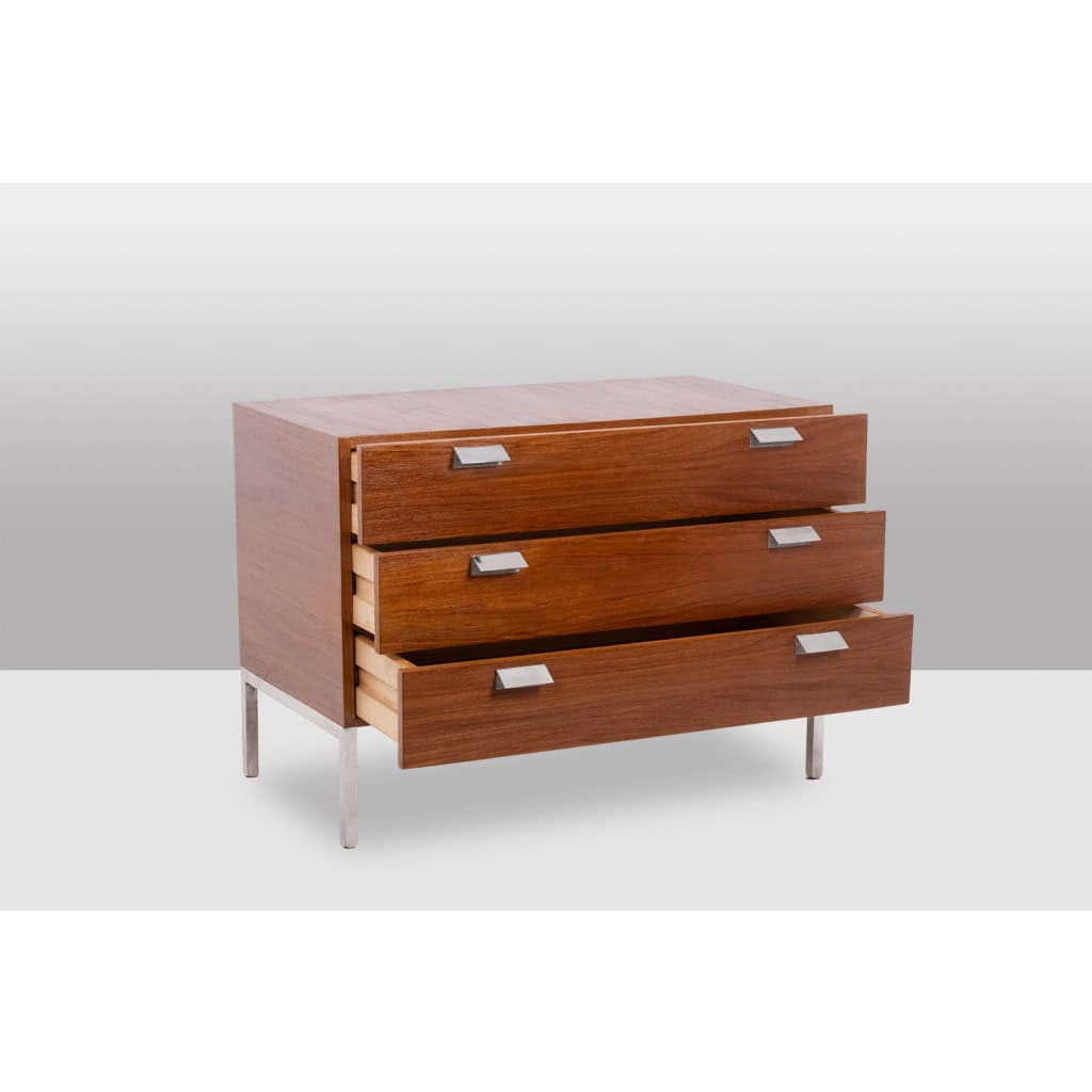 André Monpoix. Commode à 3 tiroirs en teck. Années 1960. LS6357708M 6