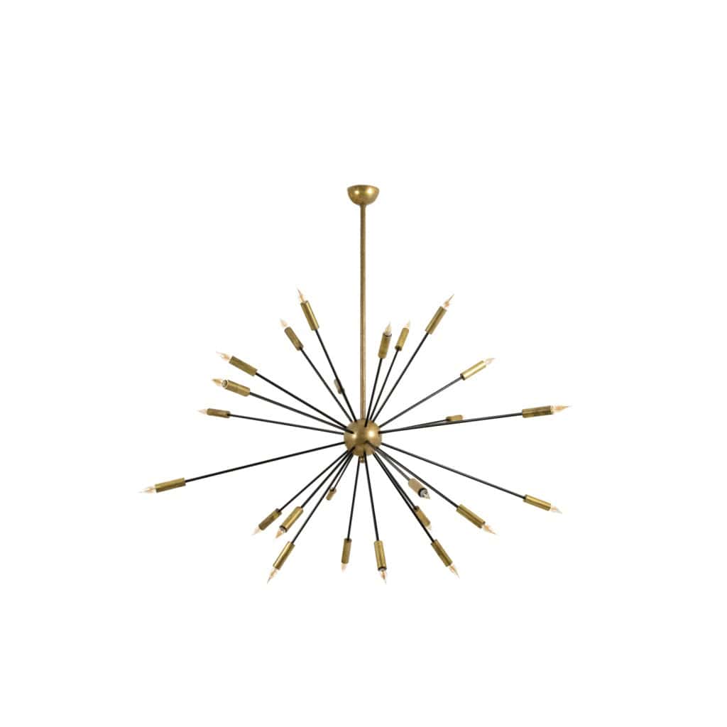 Lustre de forme Spoutnik en laiton doré patiné et laqué noir. Contemporain. LS64501609P 3