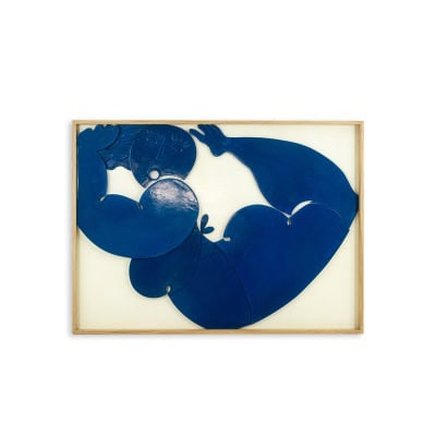 Panneau en bas-relief intitulé « Je nage dans le bonheur ». Contemporain. LS64453009P