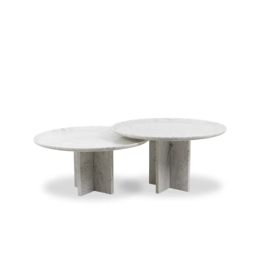 Paire de tables gigognes en marbre de Carrare. Contemporain. LS64411609M 3