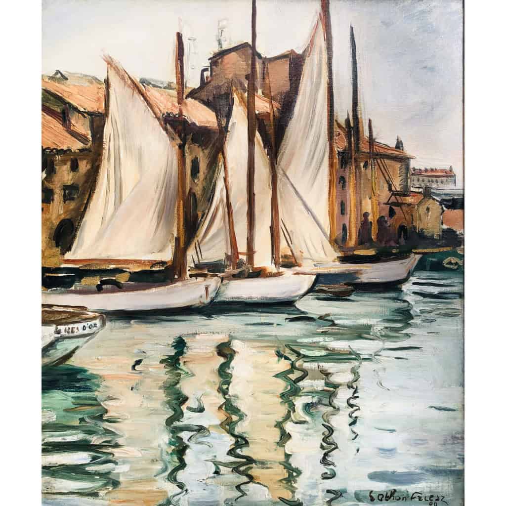 OTHON FRIESZ Emile Les voiles au port de Toulon en 1929 Huile toile signée datée Certificat 9