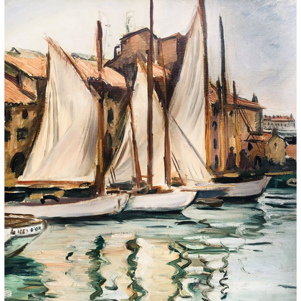 OTHON FRIESZ Emile Les voiles au port de Toulon en 1929 Huile toile signée datée Certificat 7
