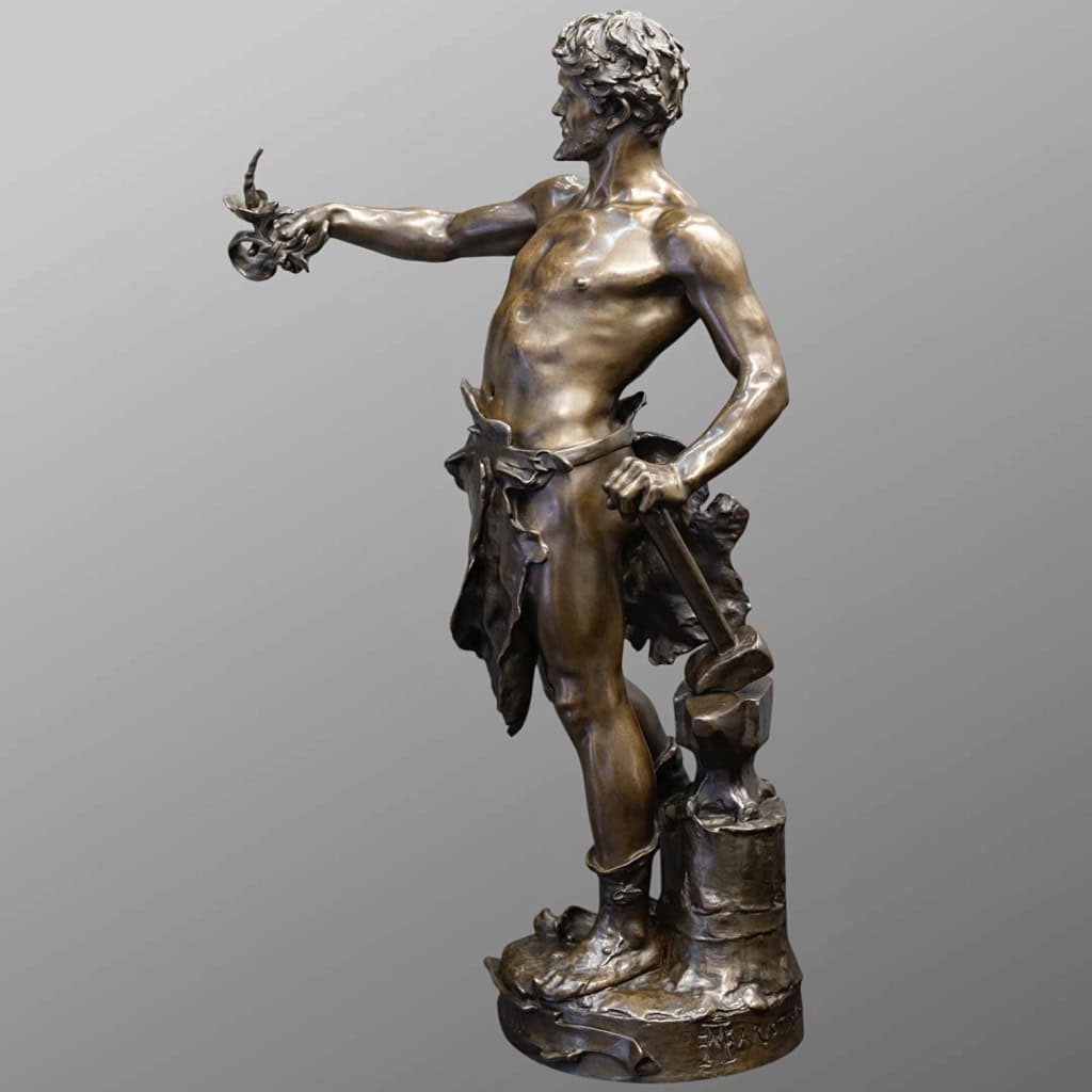 Sculpture – Le Travail , Eugène Marioton (1857-1933) – Bronze 9