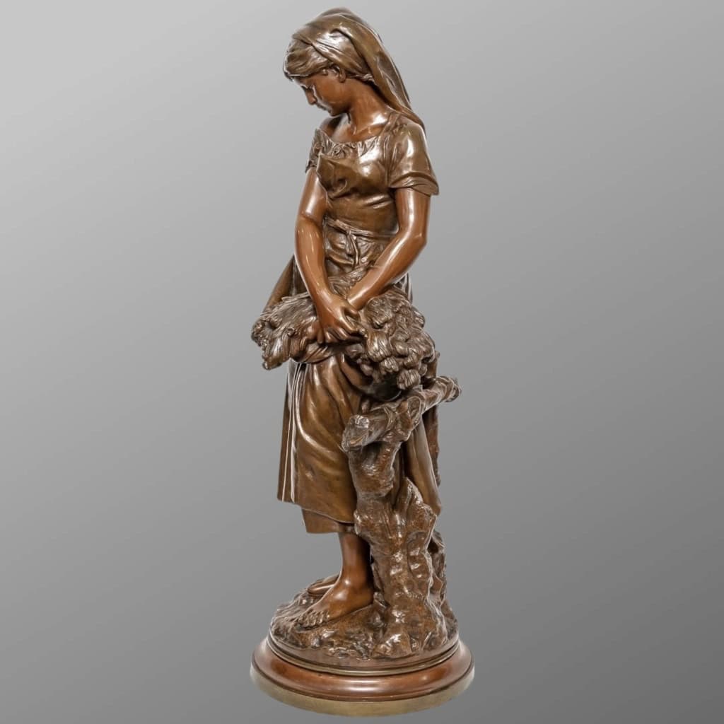 Sculpture – Jeune Fille à La Gerbe De Blé , Mathurin Moreau (1822-1912) – Bronze 5