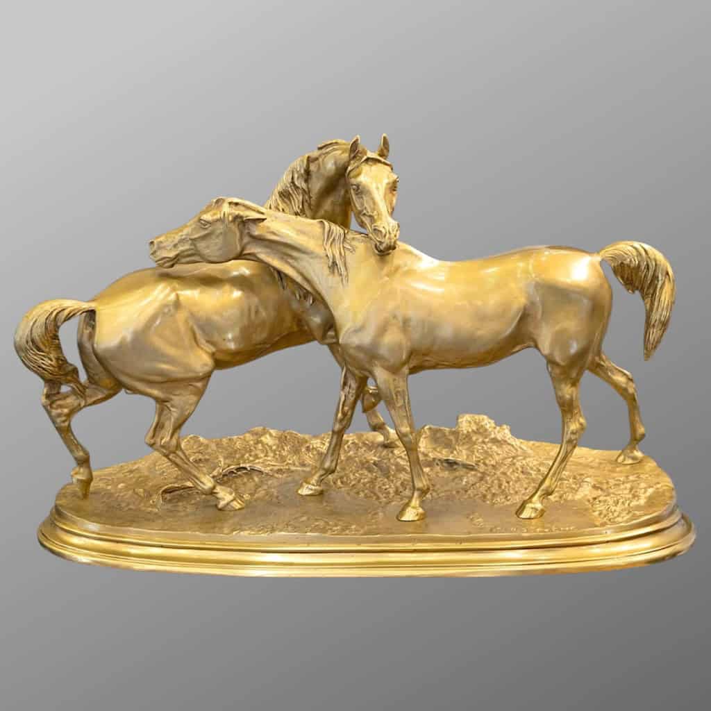Sculpture – Groupe De Chevaux Arabes , Pierre – Jules Mêne (1810-1879) ​​​​​​​- Bronze 3