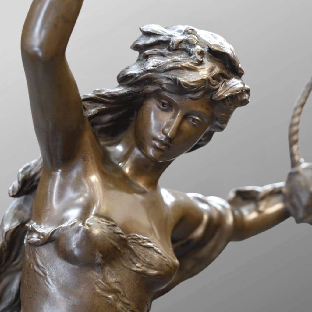 Sculpture – Élégante À La Lyre , Mathurin Moreau (1822-1912) – Bronze 8