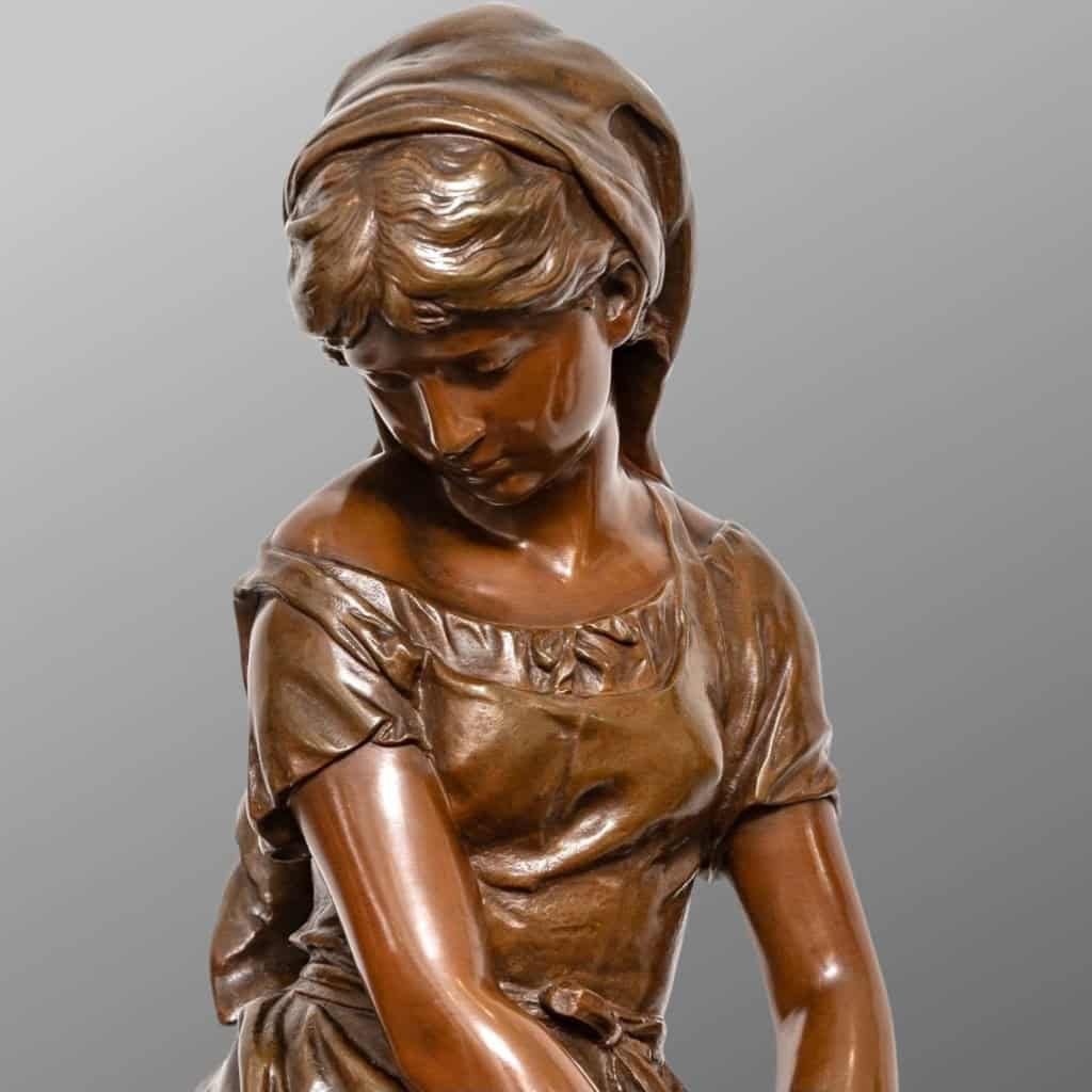 Sculpture – Jeune Fille à La Gerbe De Blé , Mathurin Moreau (1822-1912) – Bronze 4