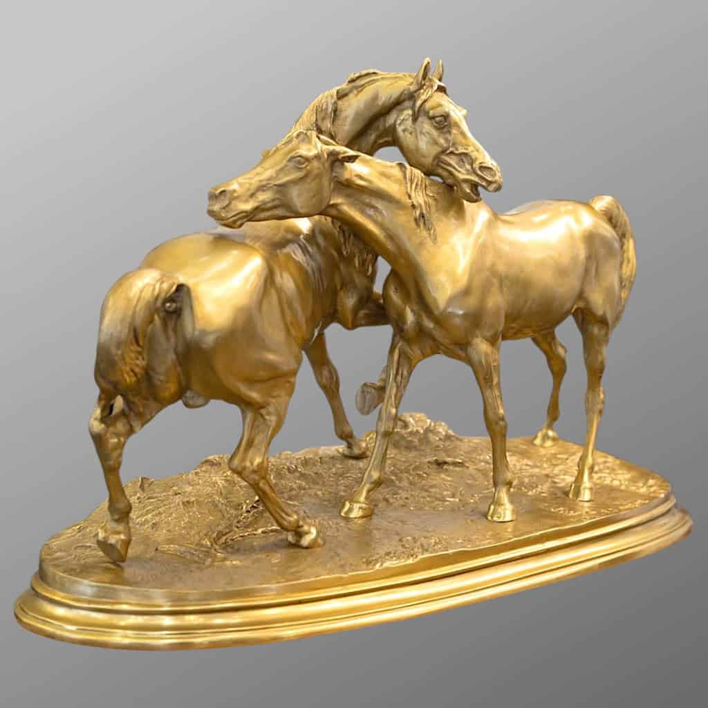 Sculpture – Groupe De Chevaux Arabes , Pierre – Jules Mêne (1810-1879) ​​​​​​​- Bronze 4