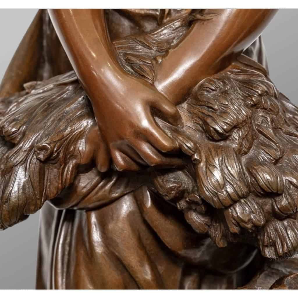 Sculpture – Jeune Fille à La Gerbe De Blé , Mathurin Moreau (1822-1912) – Bronze 7