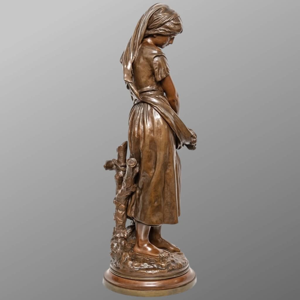 Sculpture – Jeune Fille à La Gerbe De Blé , Mathurin Moreau (1822-1912) – Bronze 8