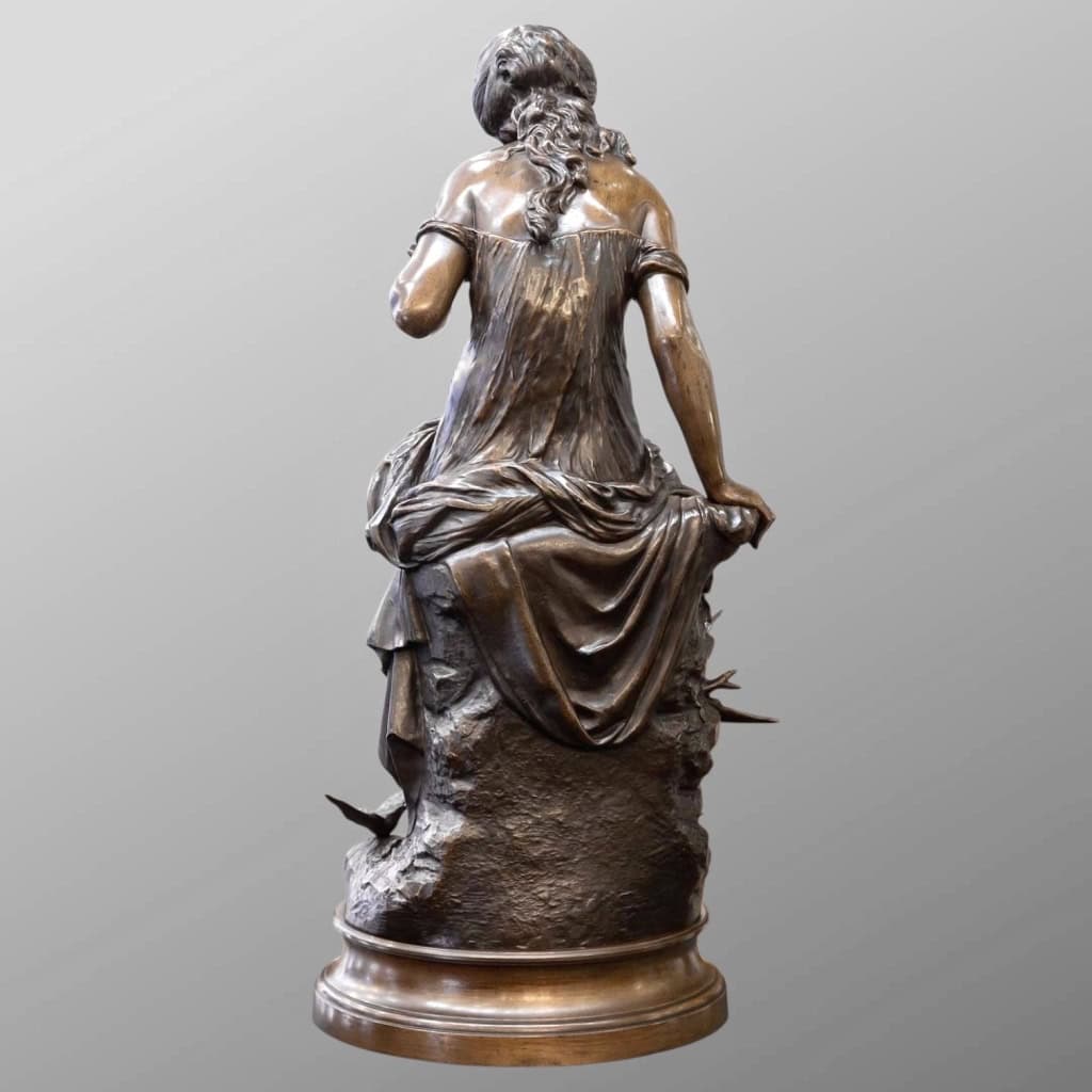 Sculpture – Retour Des Hirondelles , Auguste Moreau (1834-1917) – Bronze 7