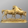 Sculpture – Groupe De Chevaux Arabes , Pierre – Jules Mêne (1810-1879) ​​​​​​​- Bronze 17
