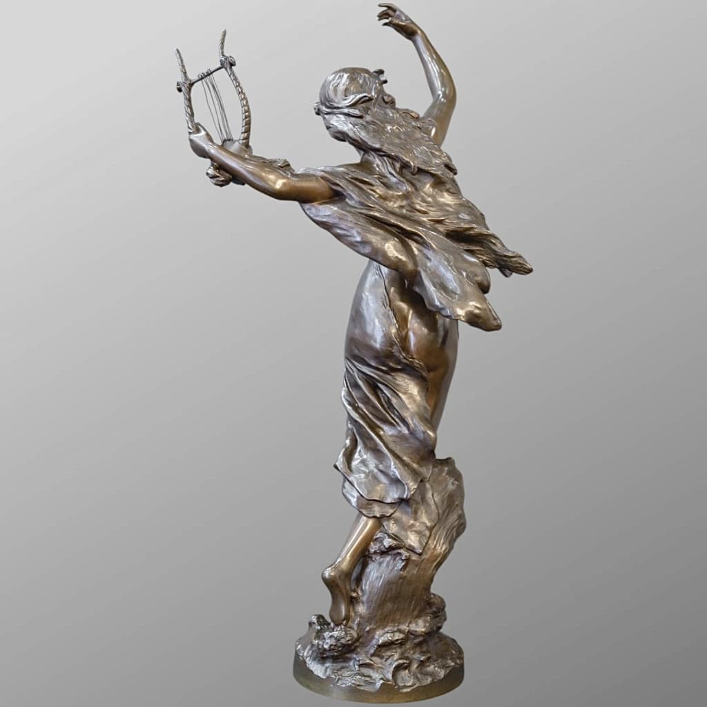 Sculpture – Élégante À La Lyre , Mathurin Moreau (1822-1912) – Bronze 6