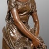 Sculpture – Jeune Fille à La Gerbe De Blé , Mathurin Moreau (1822-1912) – Bronze 20