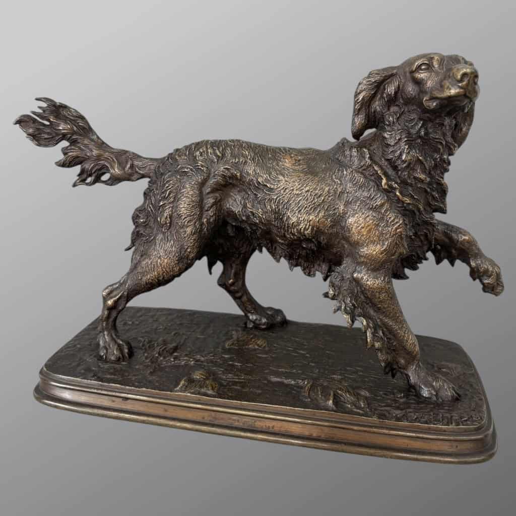 Sculpture – Chien Épagneul À L’ Affût , Ferdinand Pautrot (1832 – 1874) – Bronze 11