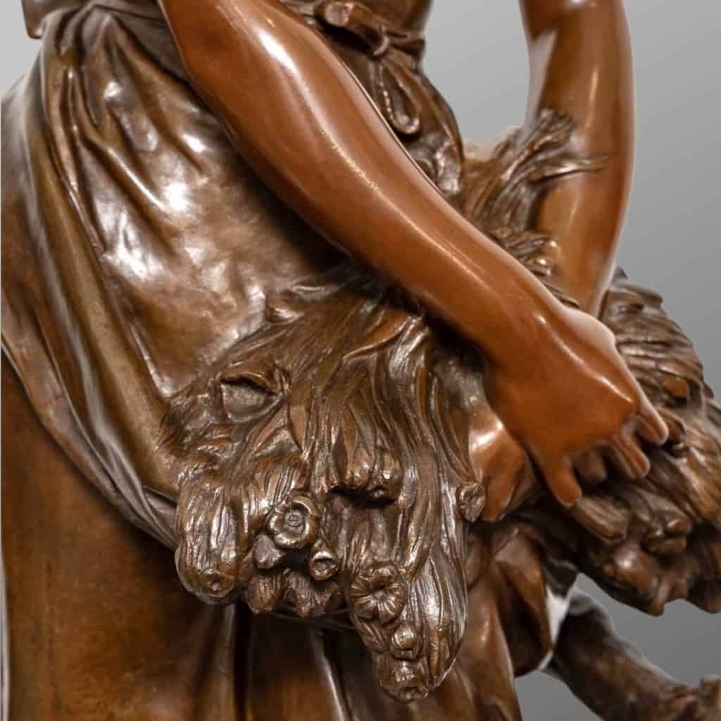 Sculpture – Jeune Fille à La Gerbe De Blé , Mathurin Moreau (1822-1912) – Bronze 10
