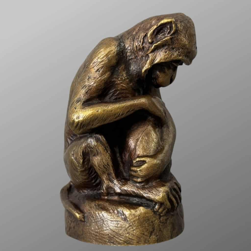 Sculpture – Singe et Chien , Emmanuel Samson (1860-1926) – Bronze 13