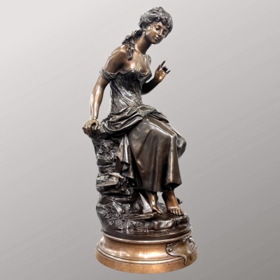 Sculpture – Retour Des Hirondelles , Auguste Moreau (1834-1917) – Bronze
