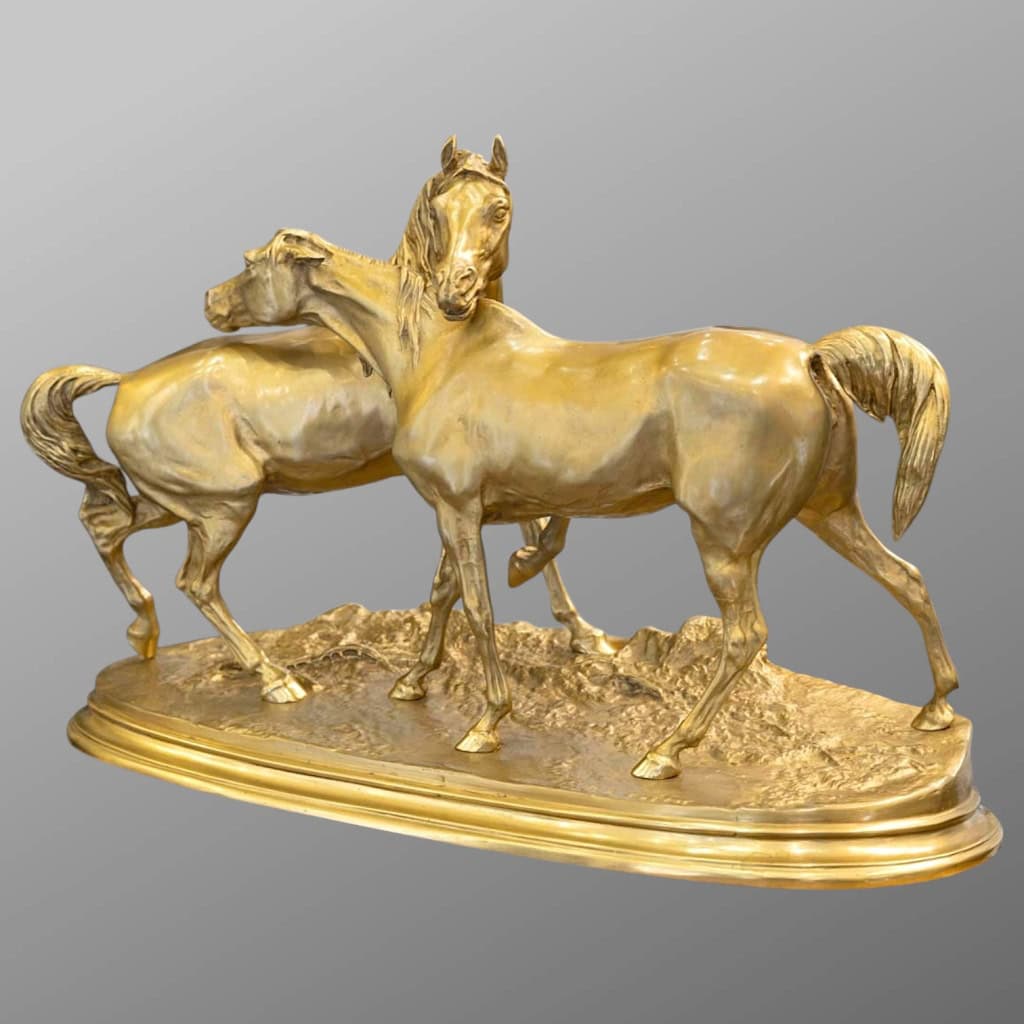 Sculpture – Groupe De Chevaux Arabes , Pierre – Jules Mêne (1810-1879) ​​​​​​​- Bronze 9