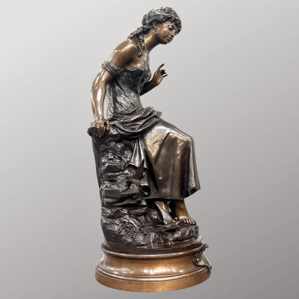 Sculpture – Retour Des Hirondelles , Auguste Moreau (1834-1917) – Bronze 4