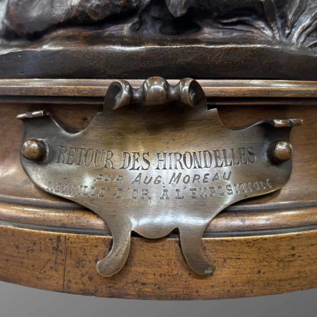 Sculpture – Retour Des Hirondelles , Auguste Moreau (1834-1917) – Bronze 10