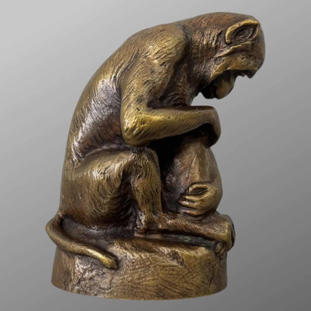 Sculpture – Singe et Chien , Emmanuel Samson (1860-1926) – Bronze 12