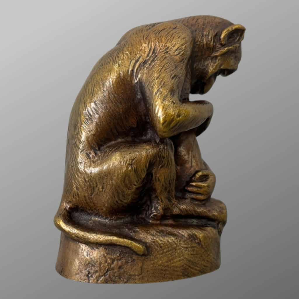 Sculpture – Singe et Chien , Emmanuel Samson (1860-1926) – Bronze 11