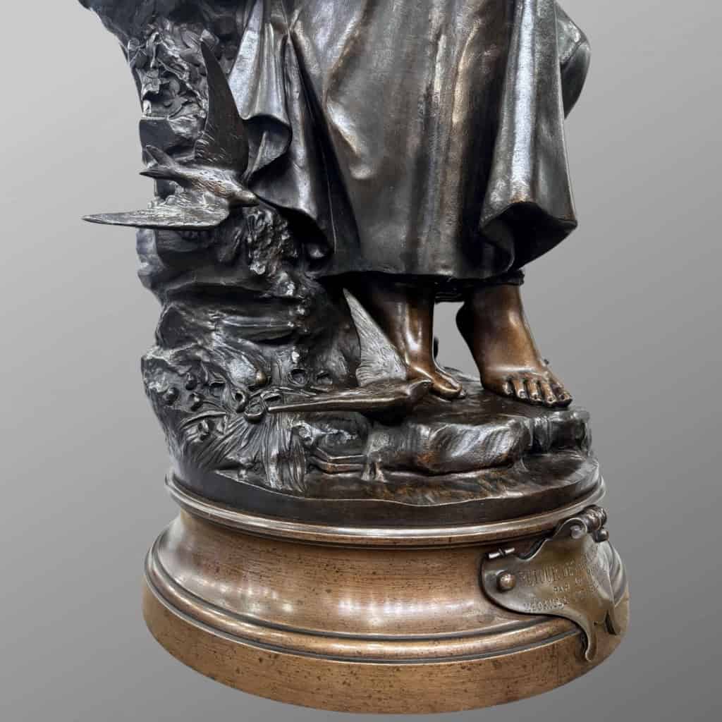 Sculpture – Retour Des Hirondelles , Auguste Moreau (1834-1917) – Bronze 9