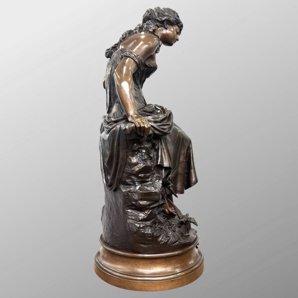 Sculpture – Retour Des Hirondelles , Auguste Moreau (1834-1917) – Bronze 5
