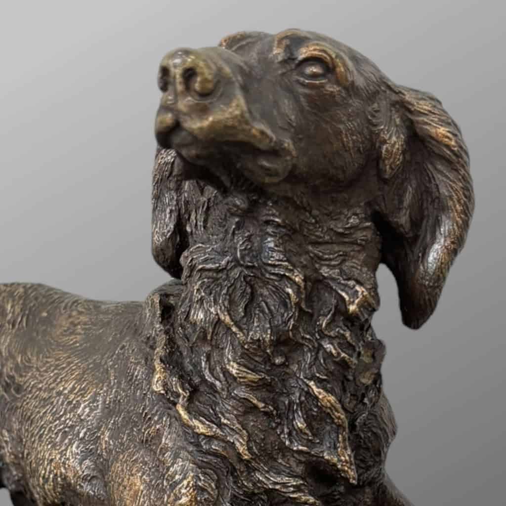 Sculpture – Chien Épagneul À L’ Affût , Ferdinand Pautrot (1832 – 1874) – Bronze 7